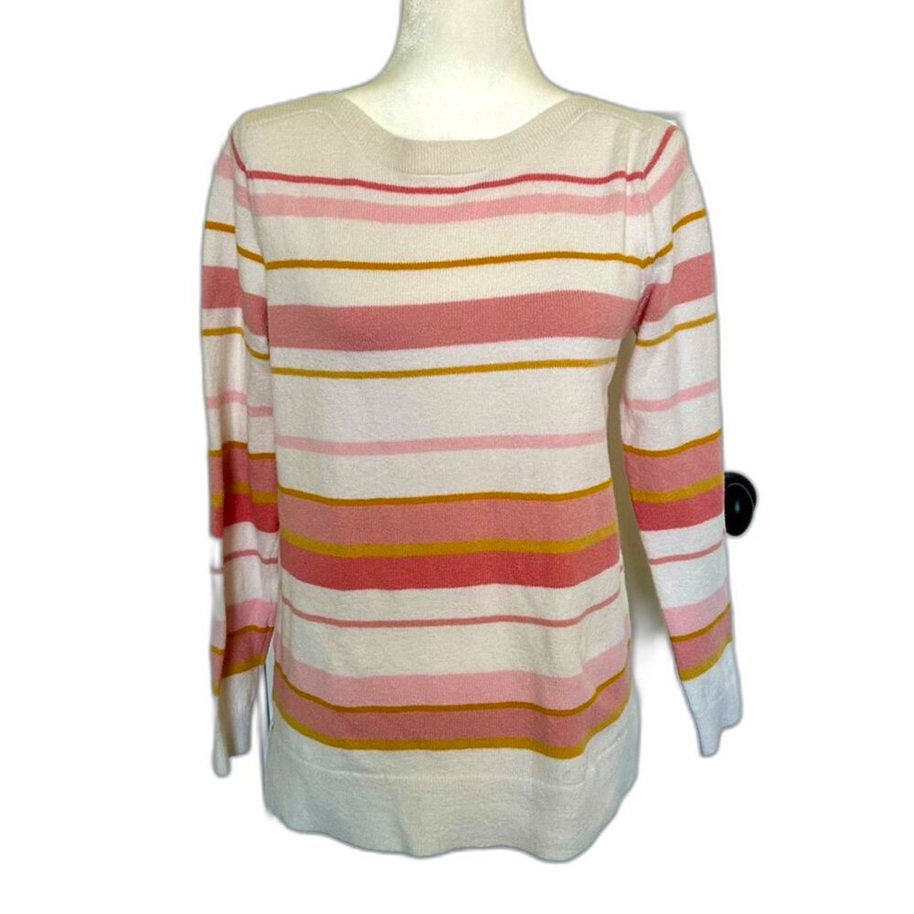 ANNE TAYLOR LOFT Lightweight Striped Sweater 3/4 Sleeves Size Medium Petite